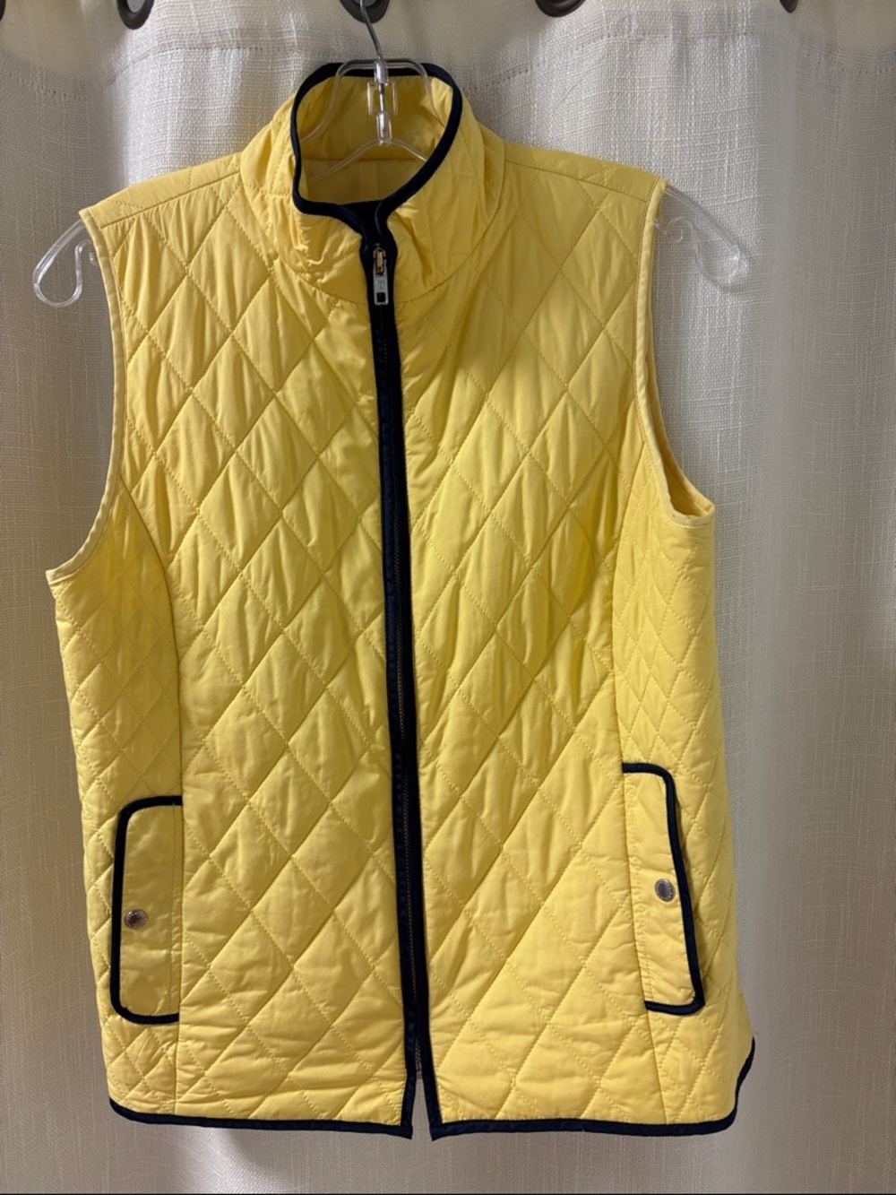 Talbots Yellow Quilted Vest with Black Trim